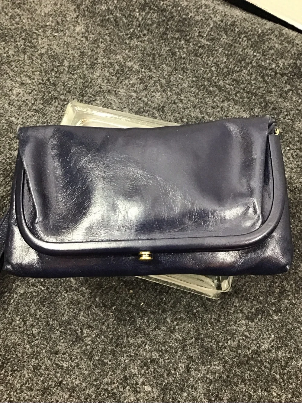 Hobo Int Classic Navy Leather fold over Wristlet Clutch